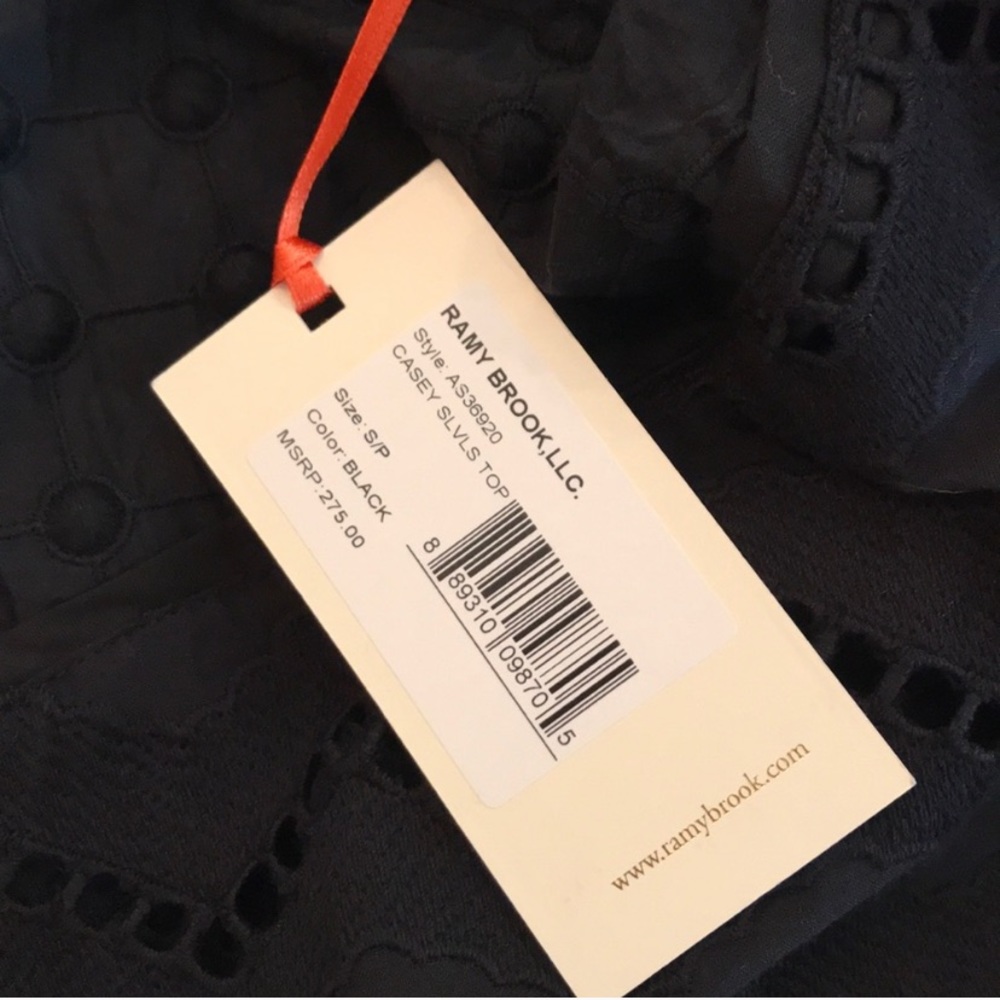 RAMY BROOK Casey Crocheted Black Blouse Top - Picture 6 of 7